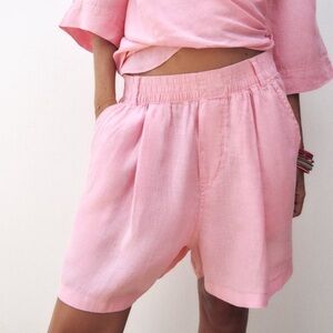 Zara Pink Linen Shorts Small NWT
